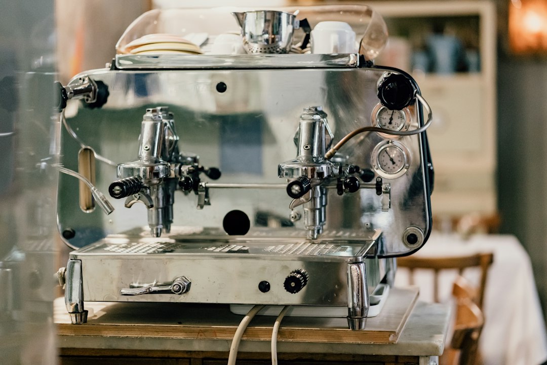 Old-fashioned espresso machine in an Italian trattoria