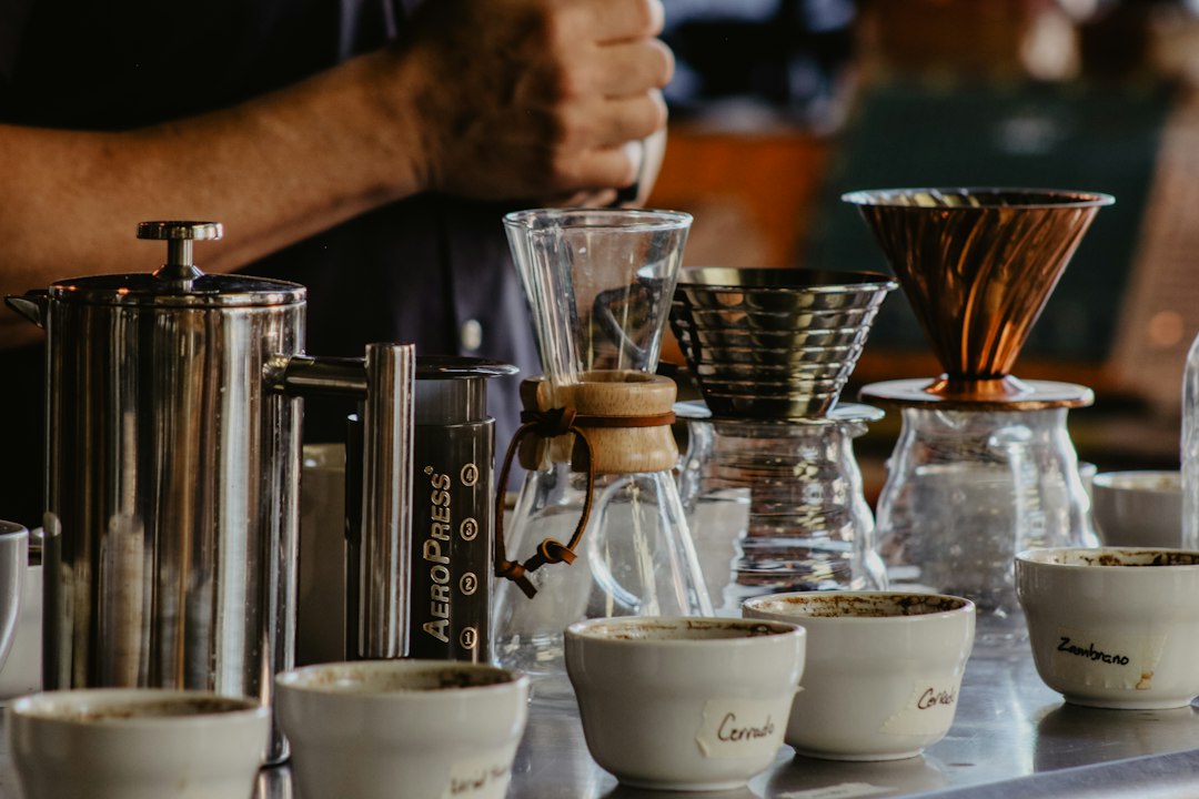 A person making coffee