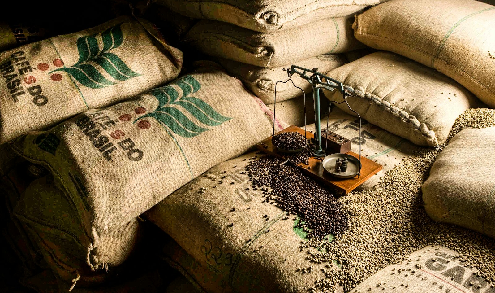 Säcke mit brasilianischem Rohkaffee für den Export