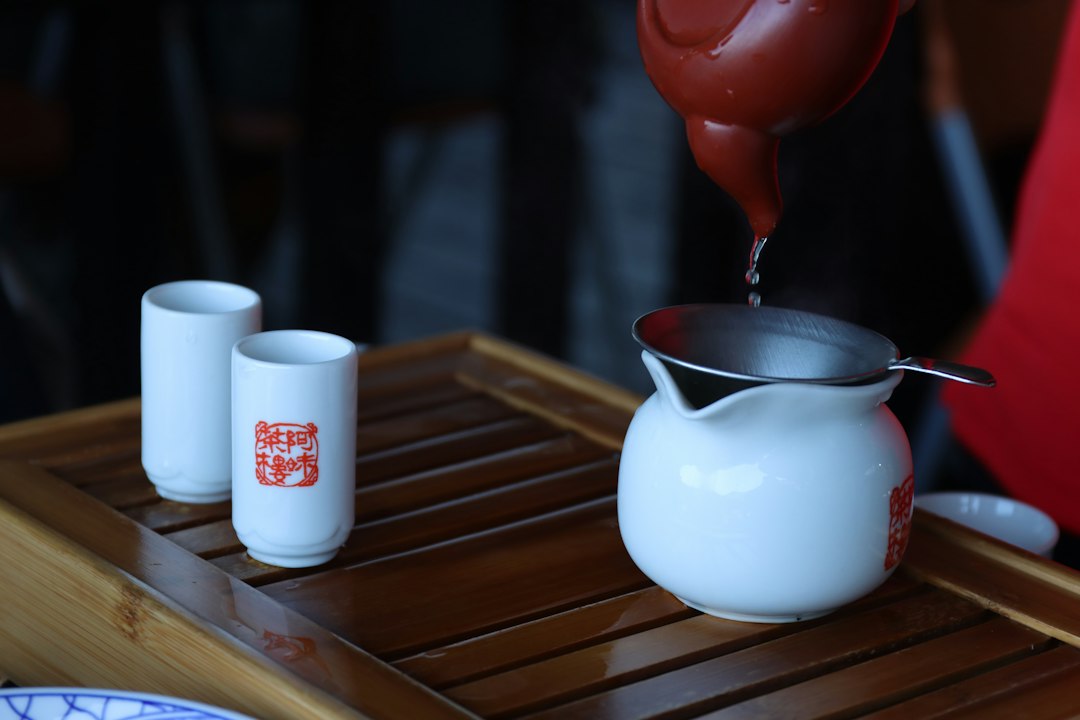 Teezeremonie in einem Teehaus in Jiufen, Taiwan